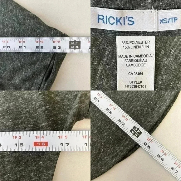 Ricki’s Linen Blend T-Shirt Loose Fit V Neck Short Sleeve Moss Green Size  XS - Picture 13 of 16